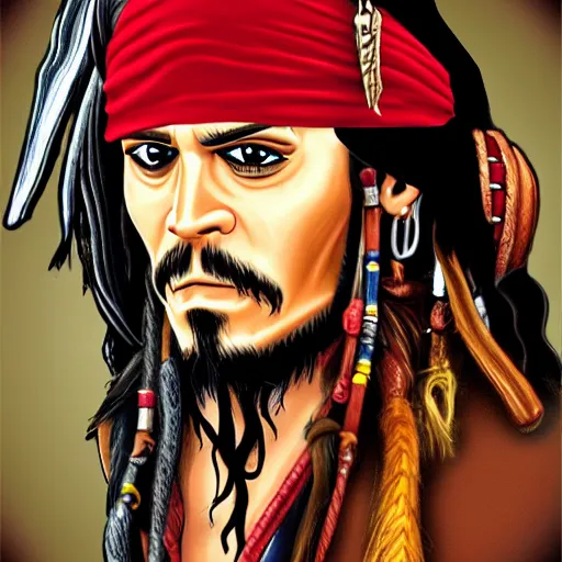 Image similar to jack sparrow in the style of monkey island