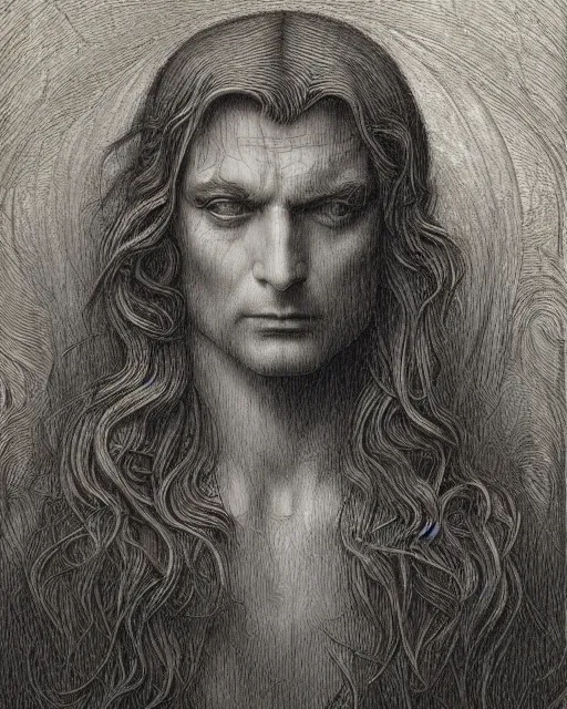 Prompt: matte painting portrait shot, leonardo da vinci sketch of cary grant, detailed and intricate by jean delville, marco mazzoni, art nouveau, symbolist, visionary, gothic, pre - raphaelite