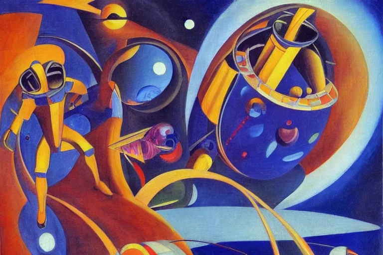 Prompt: space exploration during renaissance by Joseph Stella, Futurism style, oil painting