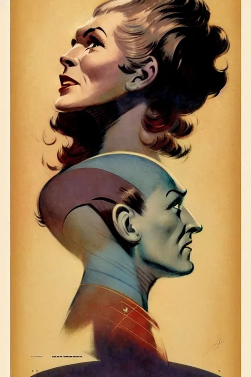 Image similar to (((((1950s star trek poster art . muted colors.))))) by Jean-Baptiste Monge !!!!!!!!!!!!!!!!!!!!!!!!!!!