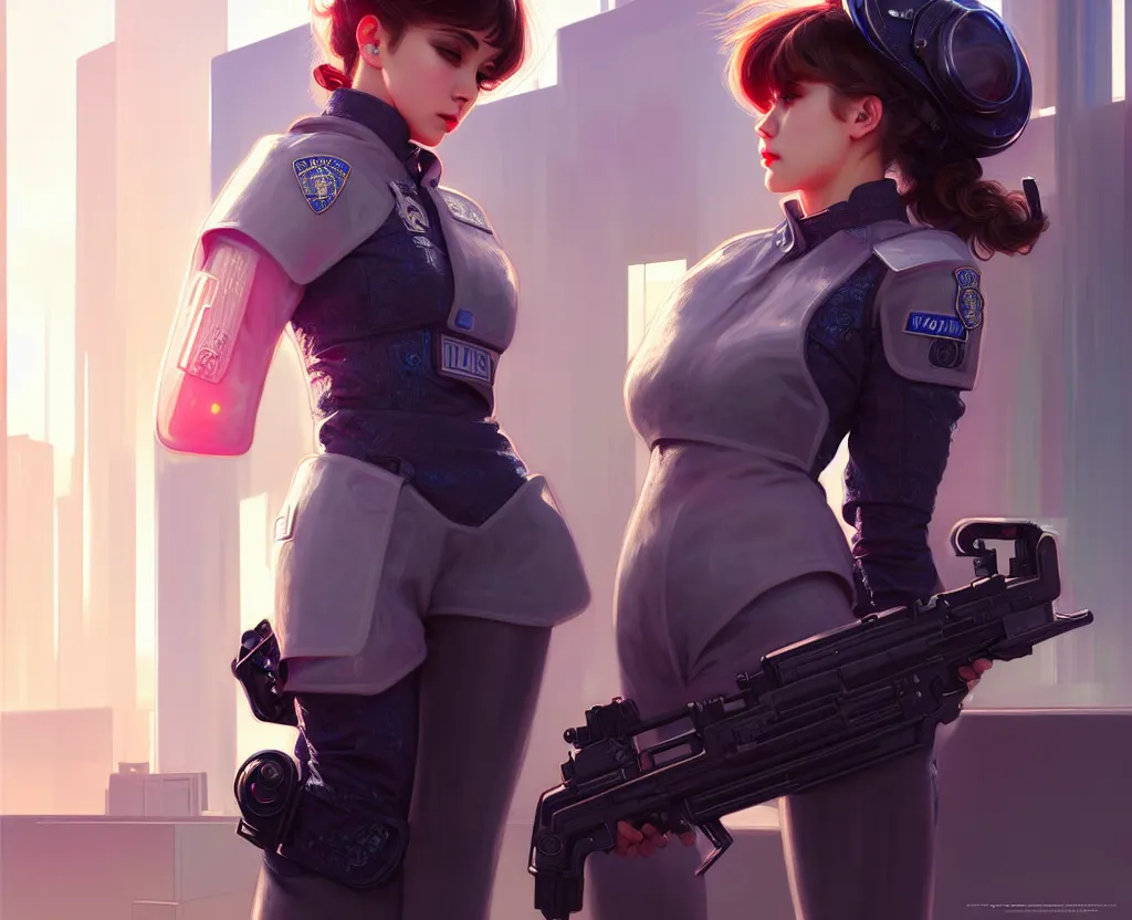 Image similar to portrait futuristic police uniform girl, at future sau paulo neon light rooftop, ssci - fi and fantasy, intricate and very very beautiful and elegant, highly detailed, digital painting, artstation, concept art, smooth and sharp focus, illustration, art by tan zi and ayanamikodon and alphonse mucha and wlop