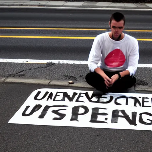 Image similar to unemployed graphic designer begging for change on the side of the road