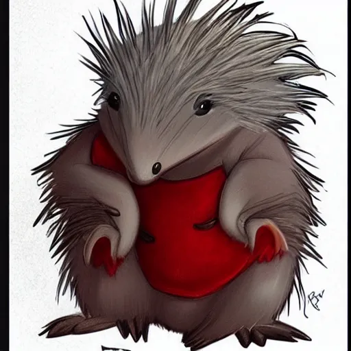 Image similar to character design of cute australian echidna, cartoon style ， by movie fantastic beasts and where to find them