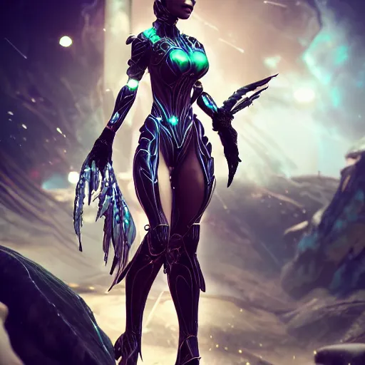 Prompt: highly detailed exquisite stunning fanart, of a beautiful female warframe, elegant pose, epic cinematic shot, DeviantArt, high quality artstation, HD octane render