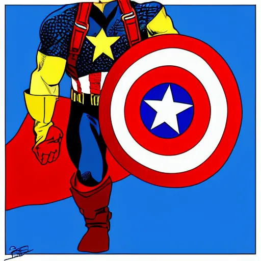 Image similar to captain america with the colors of spanish flag, digital art