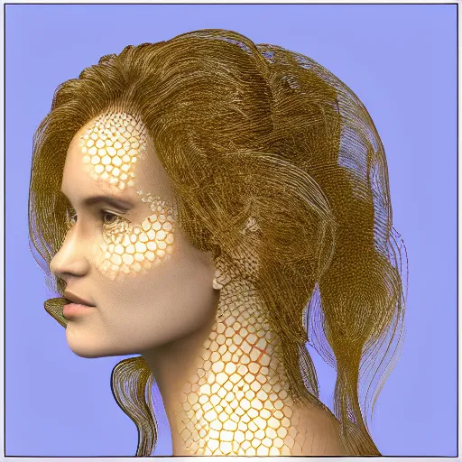 Image similar to golden fractals turning in female face