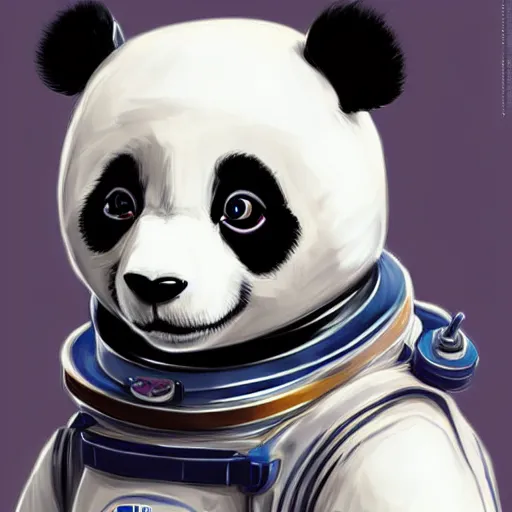 Image similar to a panda in a astronaut suit, 3d, sci-fi fantasy, intricate, elegant, highly detailed, lifelike, photorealistic, digital painting, artstation, illustration, concept art, sharp focus, art in the style of Shigenori Soejima