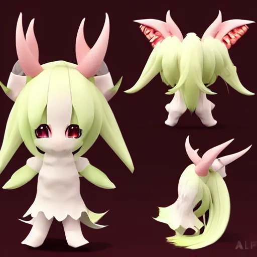 Image similar to cute fumo plush of a wyrm, horns, anime girl, vray