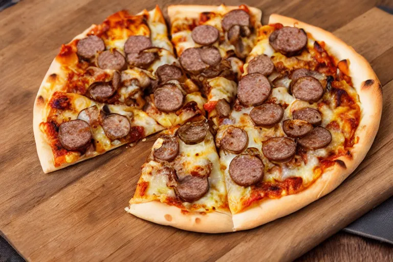 Image similar to sausage-onion-pizza