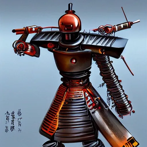 Prompt: 100 robot samurai pictures futuristic photorealism