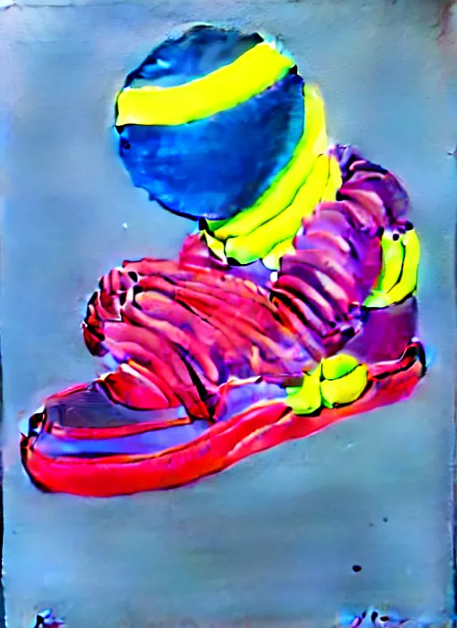 Image similar to sneaker by shusei nagaoka, kaws, david rudnick, airbrush on canvas, pastell colours, cell shaded, 8 k