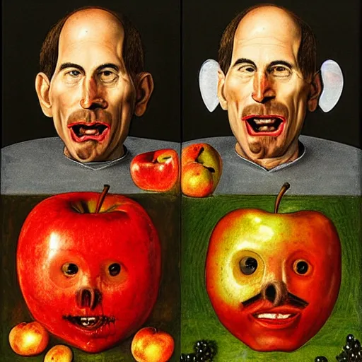 Image similar to giuseppe arcimboldo, steve jobs, apples