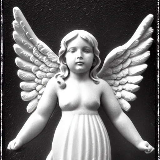 Image similar to old black and white photo of an angel, highly detailed