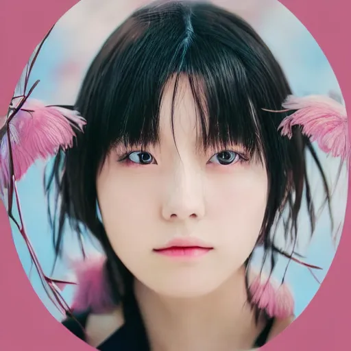 Image similar to a perfect, dynamic, epic, cinematic 8K HD movie shot of close-up japanese beautiful cute young J-Pop idol actress girl face. Motion, VFX, Inspirational arthouse, at Behance, with Instagram filters, Photoshop, Adobe Lightroom, Adobe After Effects, taken with polaroid kodak portra