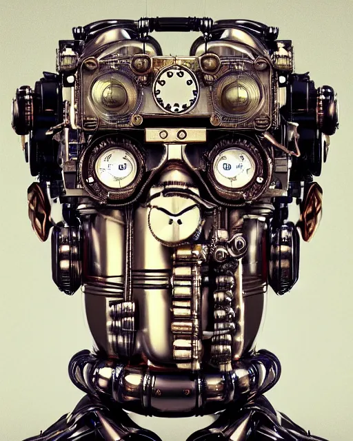 Image similar to an steampunk artificial AI robot mathematician is looking directly at you, insanely detailed, 8k, trending on artstaion