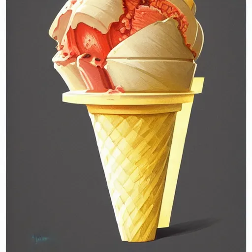 Image similar to Stylised and coloured Lineart of an icecream cone with three large ball scoops stacked on top of it, highly detailed, digital pencil painting, artstation, concept art, crisp, sharp focus, illustration, art by artgerm and greg rutkowski and alphonse mucha