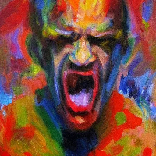 Image similar to award - winning oil painting of rage, impressionist