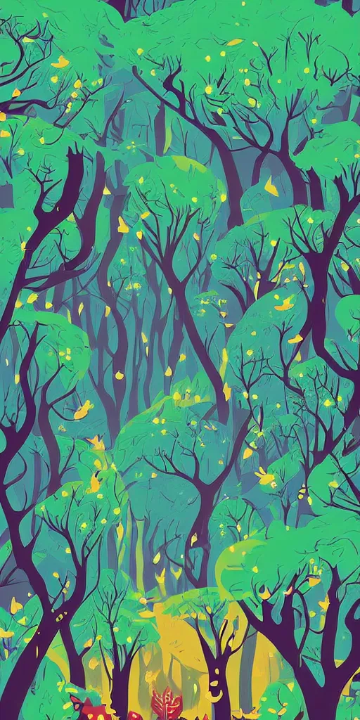 Prompt: a vector art picture of a magical forest, by petros afshar