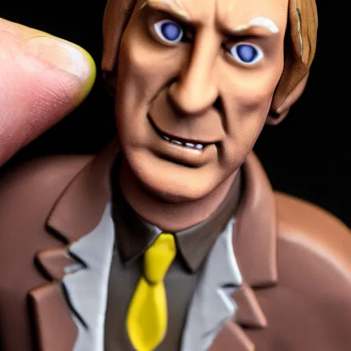 Prompt: Saul Goodman clay figurine
