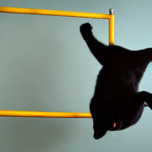 Prompt: chubby black cat doing pole dance