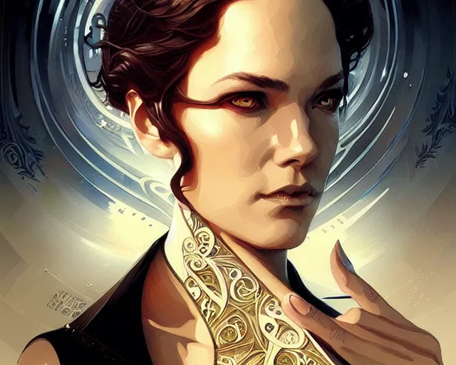 Prompt: James Bond, art nouveau, fantasy, intricate science designs, elegant, highly detailed, sharp focus, art by Artgerm and Greg Rutkowski and WLOP