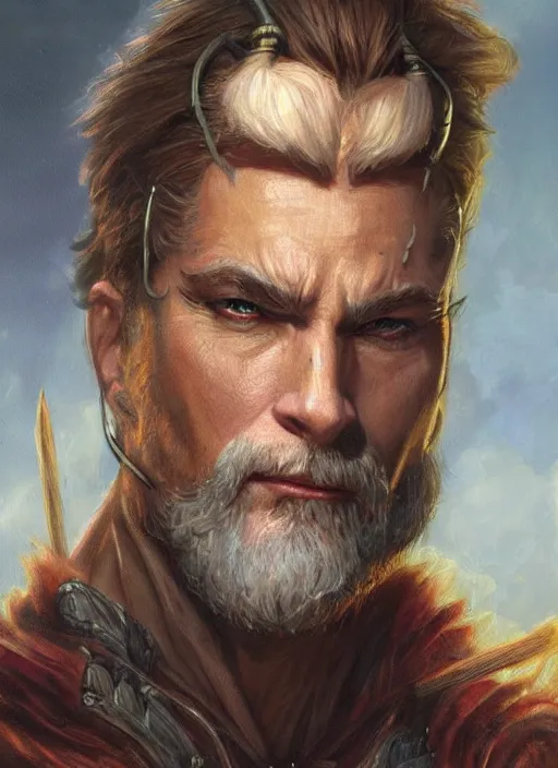 Image similar to a realistic fantasy portrait painting of a male wizard, ultra detailed, dndbeyond, dnd character portrait, pinterest, art by ralph horsley, artstation, deviantart