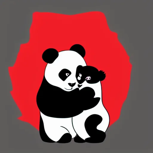 Image similar to vector art of cute panda hugging welsh dragon welsh flag, adobe illustrator