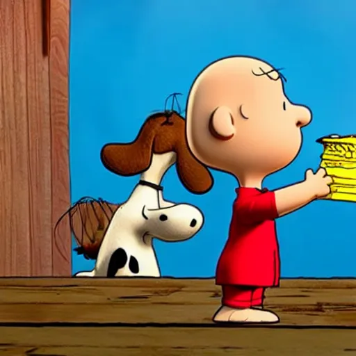 Prompt: nicholas cage in the peanuts movie ( 2 0 1 5 ), animated, movie,