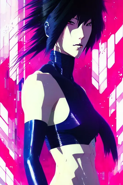 Image similar to a ultradetailed beautiful panting of kusanagi from ghost in the shell, by conrad roset, greg rutkowski and makoto shinkai, trending on artstation