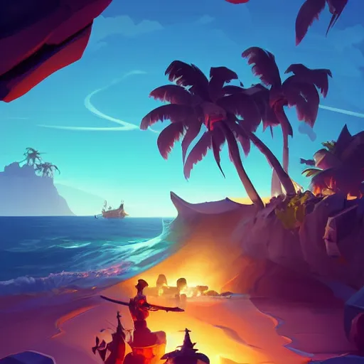 Image similar to painting treasure on sea of thieves game smooth median photoshop filter cutout vector, behance hd by jesper ejsing, by rhads, makoto shinkai and lois van baarle, ilya kuvshinov, rossdraws global illumination