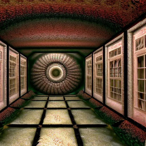 Image similar to hyperrealism photography computer simulation visualisation of parallel dark universe detailed old bath in the detailed ukrainian village garden in dramatic scene from movie the big lebowski ( 1 9 9 8 ) by taras shevchenko and alejandro jodorowsky and andrei tarkovsky rendered in mandelbulb 4 d fractal