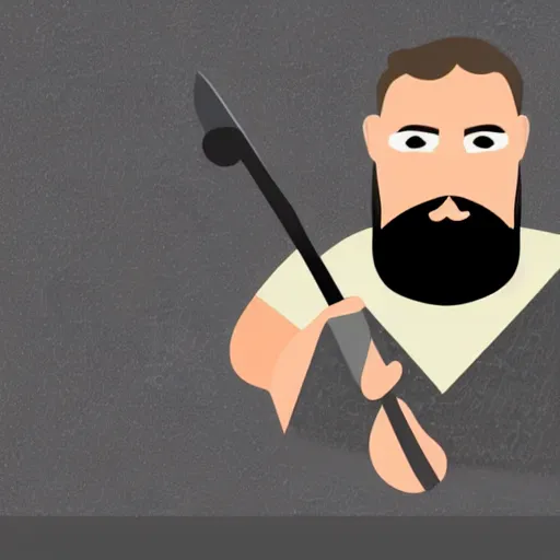 Prompt: bearded man holding bowl gouge, vector art