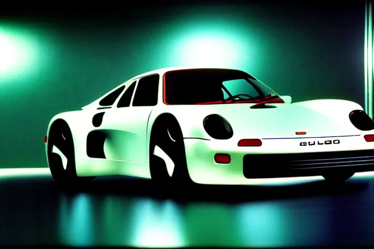 Image similar to designed by giorgetto giugiaro stylized poster of a single 9 5 9 concept, thick neon lights, ektachrome photograph, volumetric lighting, f 8 aperture, cinematic eastman 5 3 8 4 film