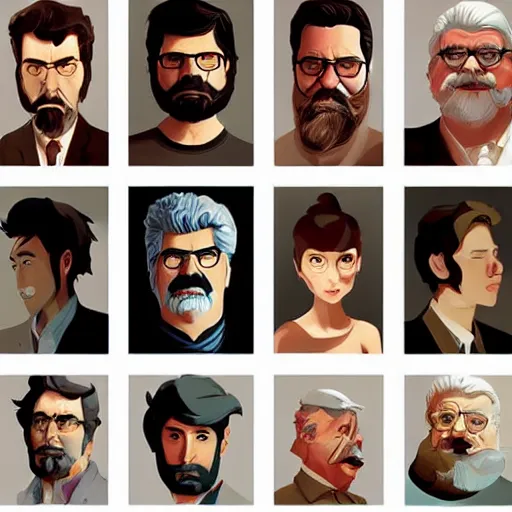 Image similar to face icon stylized minimalist george lucas, loftis, cory behance hd by jesper ejsing, by rhads, makoto shinkai and lois van baarle, ilya kuvshinov, rossdraws global illumination