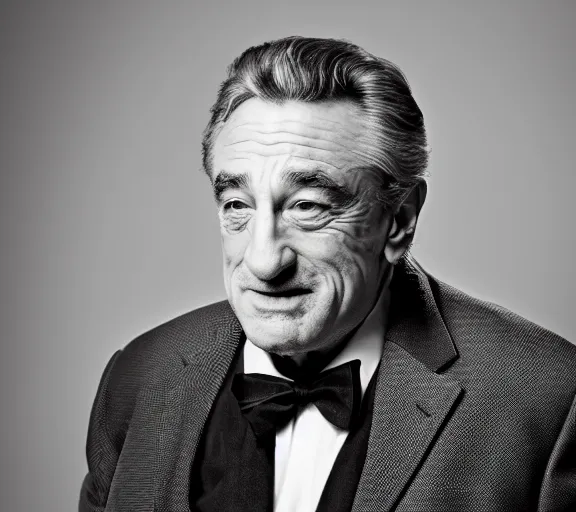 Image similar to a studio photograph of Robert DeNiro; f/1.4; 90mm