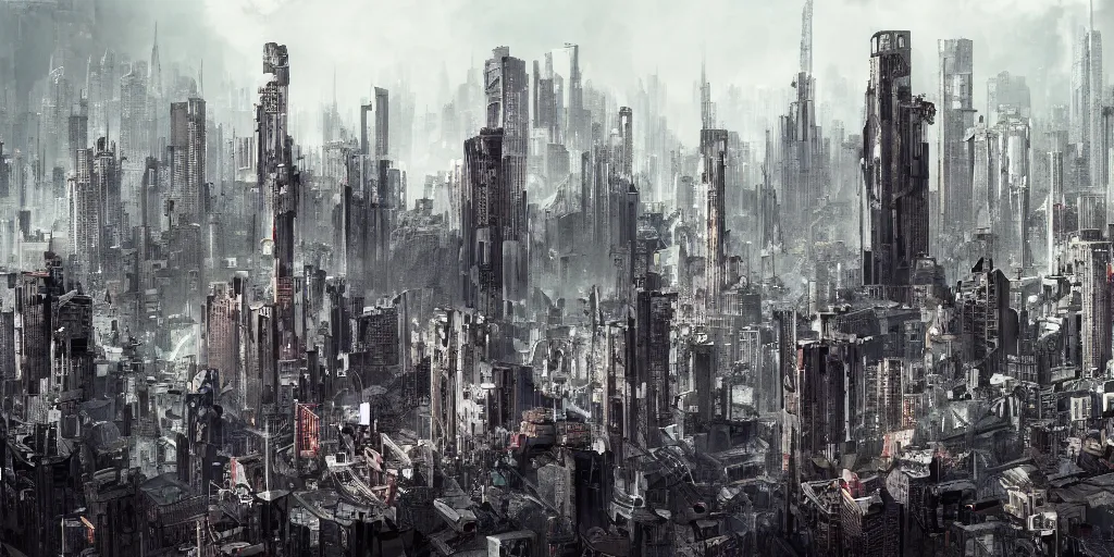 Image similar to dystopic city