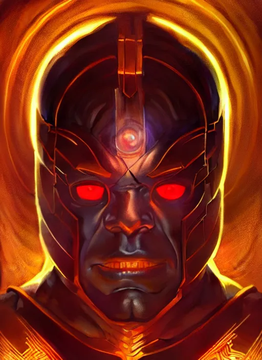 Image similar to symmetry!! portrait of darkseid, glowing eyes!! intricate, elegant, highly detailed, digital painting, artstation, concept art, smooth, sharp focus, illustration, art by artgerm and greg rutkowski and alphonse mucha