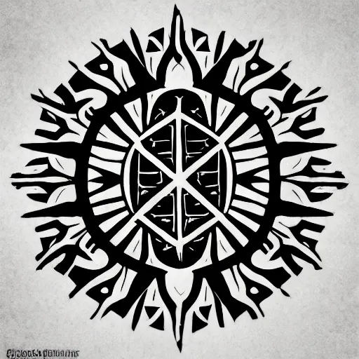 Prompt: symmetric. small vector tattoo design. minimal, ancient. cuneiform peace energy hymn