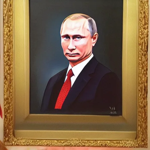 Image similar to american presidential portrait painting of vladimir putin