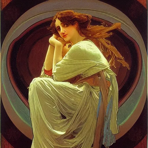 Image similar to digital art by thomas cole, alphonse mucha