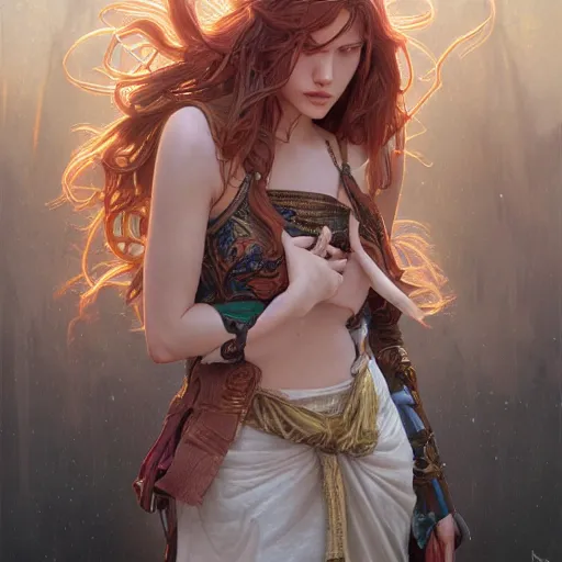 Image similar to ultra realistic illustration, bella thorne angry, intricate, elegant, highly detailed, digital painting, artstation, concept art, smooth, sharp focus, illustration, art by artgerm and greg rutkowski and alphonse mucha