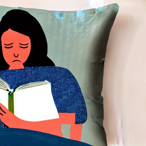 Image similar to person lounging on a pillow reading a book