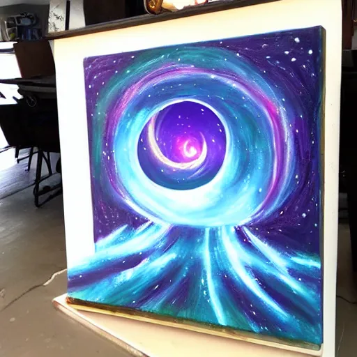 Prompt: infinity mirror portal painting