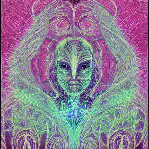 Prompt: faceless, shrouded figure, powerful being, plant spirit, fractal entity, spirit guide, light being, pearlescent, shiny, glowing, ascending, aberration, weird, odd, surreal, smooth, shaman, symmetry, subtle pattern, pastel colors, ghostly, visions, visionary art, color dispersion, underwater, intricate, engraved, matte, subtle textures, hyperdimensional, sacred geometry, portal, glass, by moebius, moebius, trending on artstation, soul eater, undulating, tentacles, dmt, lsd, perfect symmetry, highly detailed, ultra detailed, monk, tree, roots, tree spirit, treant
