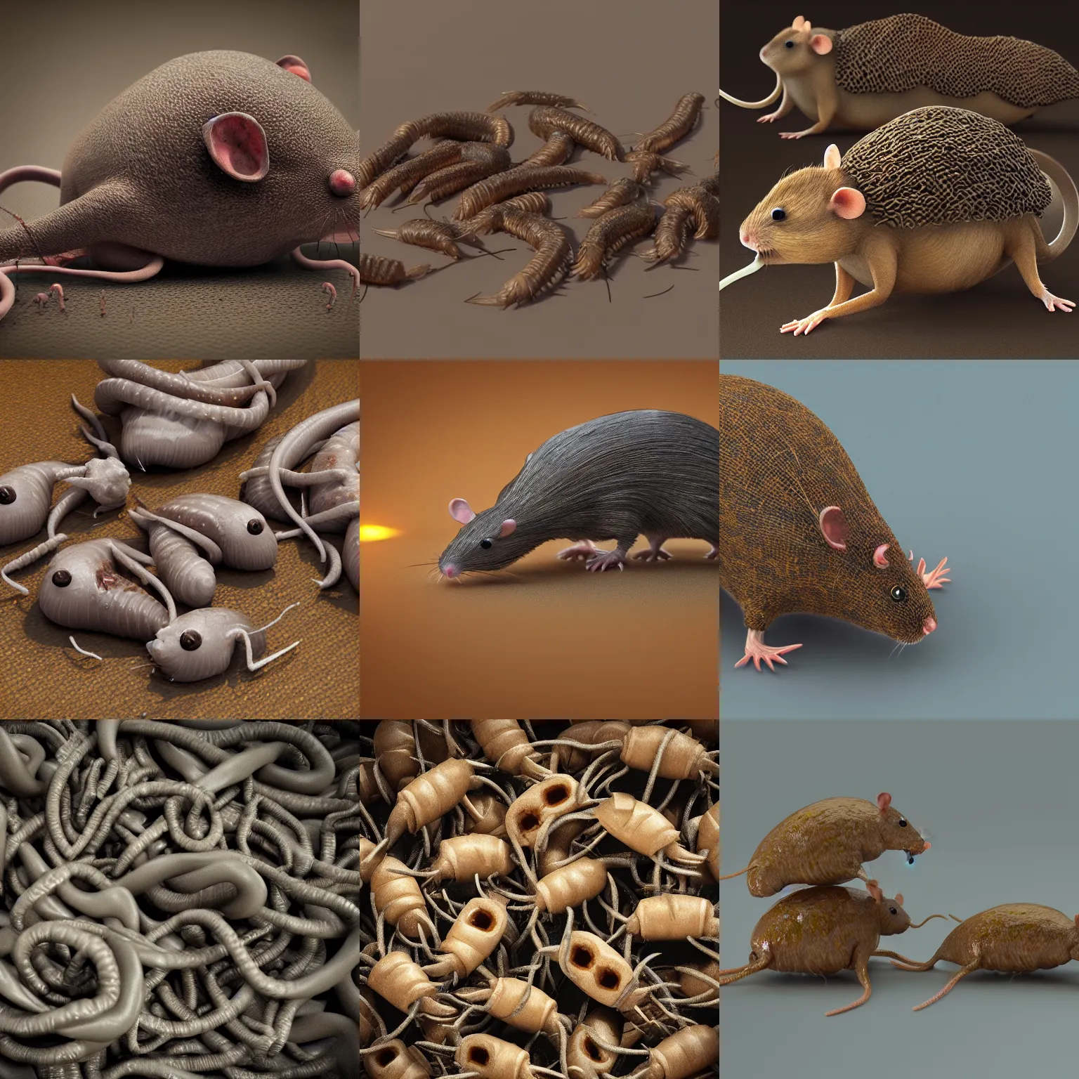 Prompt: rat maggots, octane render, detailed