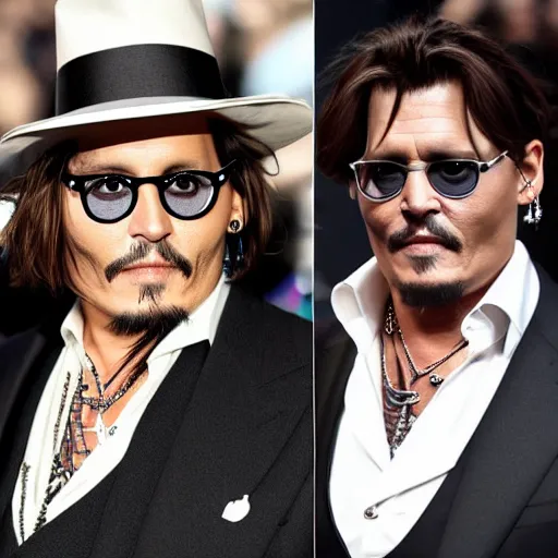 Prompt: johnny depp but he weighs 1, 0 0 0 pounds