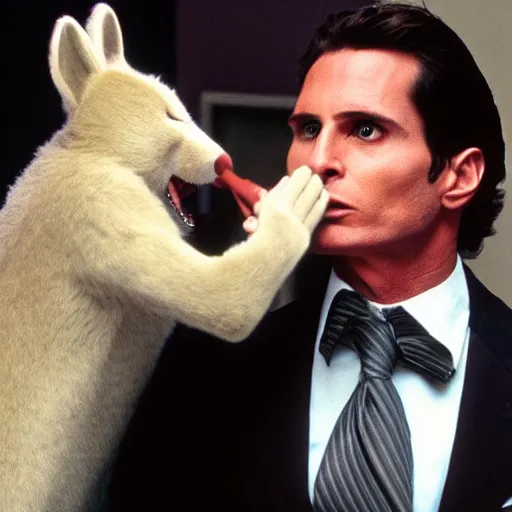 Image similar to patrick bateman Beating a furry