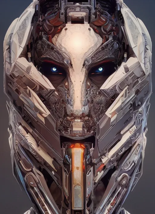 Image similar to symmetry!! portrait of cyborg alien in the style of horizon zero dawn, machine face, intricate, elegant, highly detailed, digital painting, artstation, concept art, smooth, sharp focus, illustration, art by artgerm and greg rutkowski and alphonse mucha, 8 k