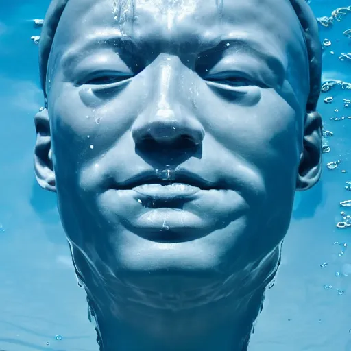 Prompt: a giant water sculpture of a human head, on the ocean water, cinematic, in the style of johnson tsang, long shot, hyper detailed, hyper realistic, ray tracing, 8 k resolution, sharp focus, realistic water, award winning