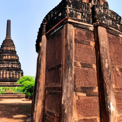 Prompt: king ramkhamheang monument at sukhothai historical park